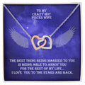 Hot Pisces Wife Interlocked Hearts Necklace With Personal Message Card And Jewelry Box. Interlocking Hearts Necklace