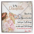 To My Daughter - Side By Side Or Miles Apart Interlocking Hearts Necklace