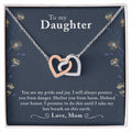 To My Daughter Interlocking Hearts Necklace Message Card