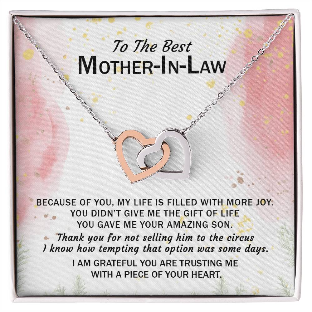 Gift For Mother-In-Law - My Life Is Filled With More Joy 3 - Interlocking Interlocking Hearts Necklace