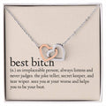 Definition Of A Best Bitch Interlocking Hearts Necklace