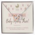 Pregnancy Announcement- Baby Makes Three - Family Of Three - Pregnancy Baby Reveal - First Baby Interlocking Hearts Necklace