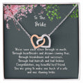 The Bride My Best Friend Hearts Rose Gold Finish Necklace Interlocking Hearts Necklace