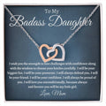 To My Badass Daughter - I Will Be Your Protector Interlocking Hearts Necklace