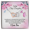 To My Step Daughter - I Promise - I Love You Interlocking Hearts Necklace