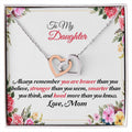 To My Daughter Joined Hearts Pendant Necklace Interlocking Hearts Necklace
