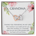 Grandma Interlocking Hearts Necklace Message Card