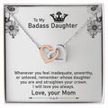 To My Badass Daughter Necklace From Mom Interlocking Hearts Necklace