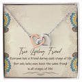 True Lifelong Friend Interlocking Hearts Necklace Message Card