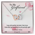 To My Girlfriend Forever Love - Interlocking Heart Necklace Interlocking Hearts Necklace