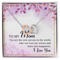 To My Mom Interlocking Hearts Necklace Message Card
