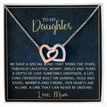 To My Daughter - Unique Heart Bonding Necklace Gift Set Interlocking Hearts Necklace