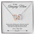 'To My Amazing Mom' Linked Hearts Necklace - Thank You For All That You Are Interlocking Hearts Necklace