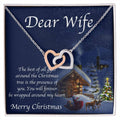 Wife Christmas Necklace - Gift From Husband For Xmas - Sterling Silver And Gold Love Pendant Interlocking Hearts Necklace