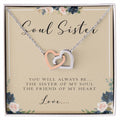 Soul Sister Necklace With Card Best Friend Gift Personalized Gift For Best Friend Birthday Interlocking Hearts Necklace