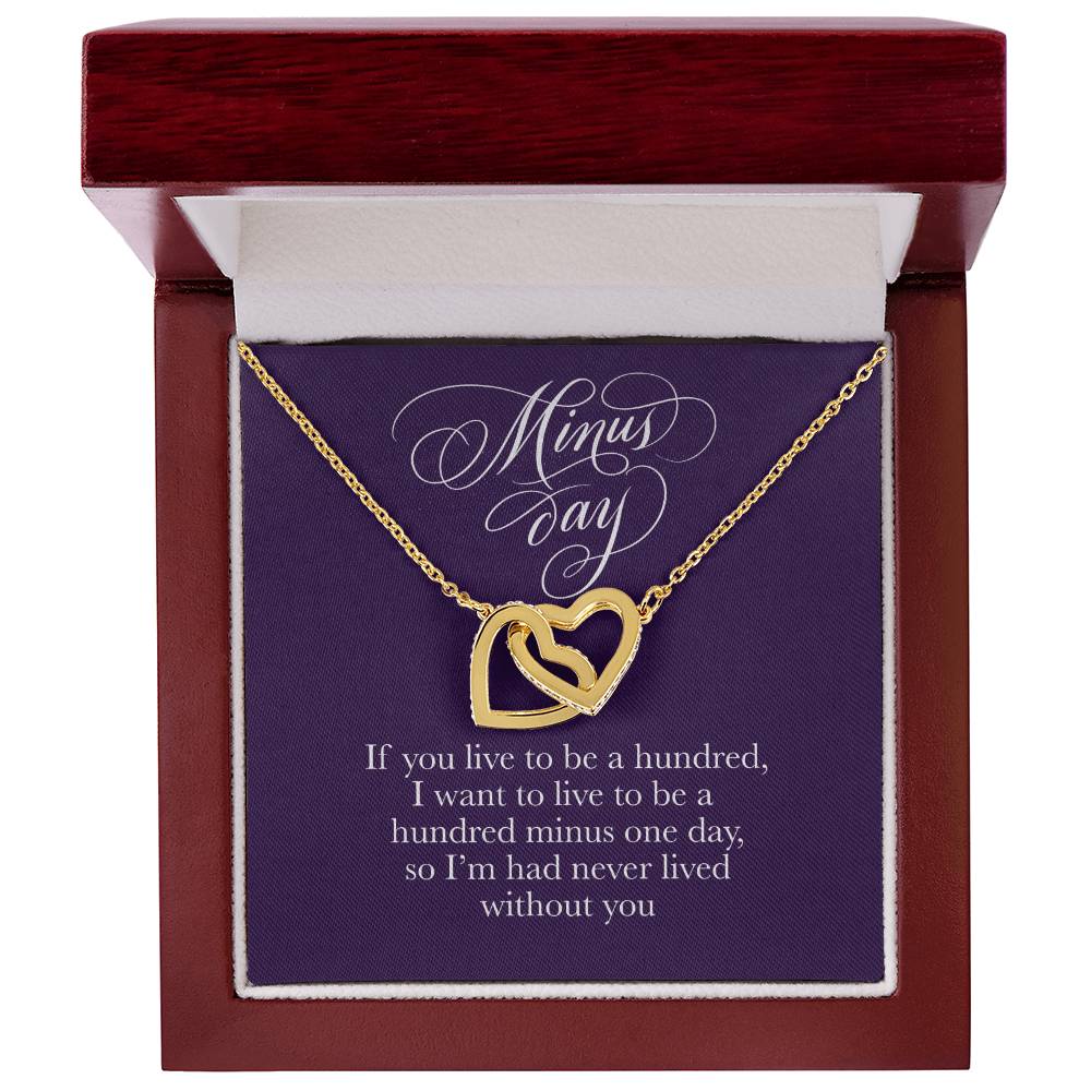 Necklace With Romantic Card -Valentines Day Anniversary Birthday Gift For Her Interlocking Hearts Necklace