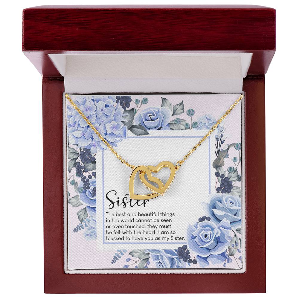 Sister The Best And Beautiful Things In The World Interlocking Hearts Necklace Birthday Gift