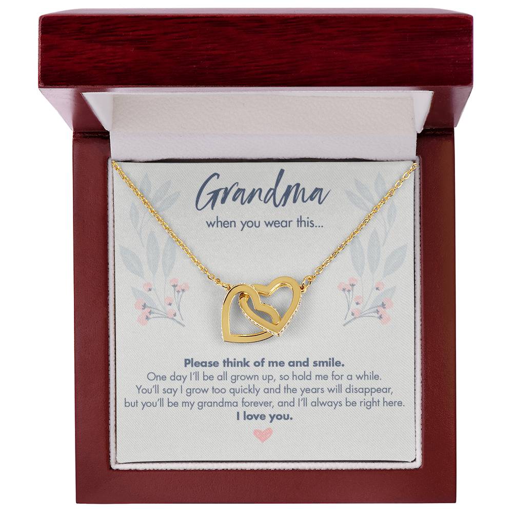 Gift From Baby Or Toddler To Grandma - Grandma When You Wear This Necklace Interlocking Hearts Necklace
