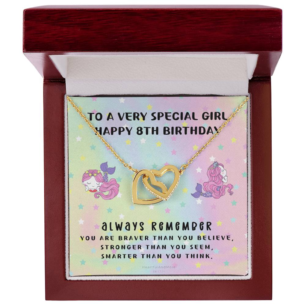 8Th Birthday Gift 8Th Birthday Necklace Gift Happy 8Th Birthday Gift Gift For 8 Year Birthday Girl Interlocking Hearts Necklace