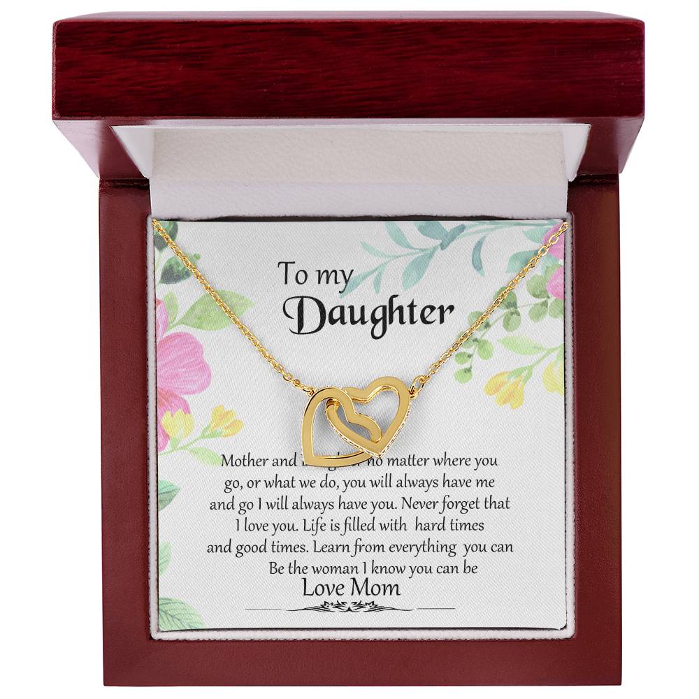 To My Daughter Interlocking Heart Neclace With Message Card Jewelry Gift From Mom To Daughter Interlocking Hearts Necklace