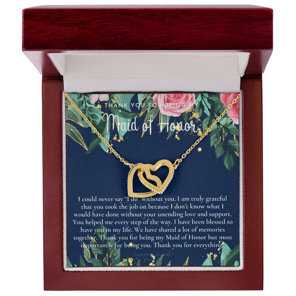 Maid Of Honor Thank You Gift From Bride Bridesmaid Gift Maid Of Honor Gift Necklace Matron Of Honor Gift Thank You Gift From Bride Interlocking Hearts Necklace