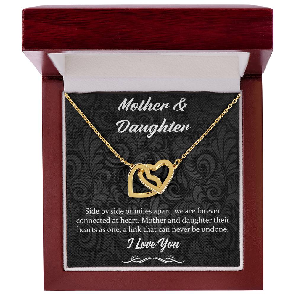 Side By Side Or Miles Apart - Mother & Daughter Interlocking Hearts Necklace