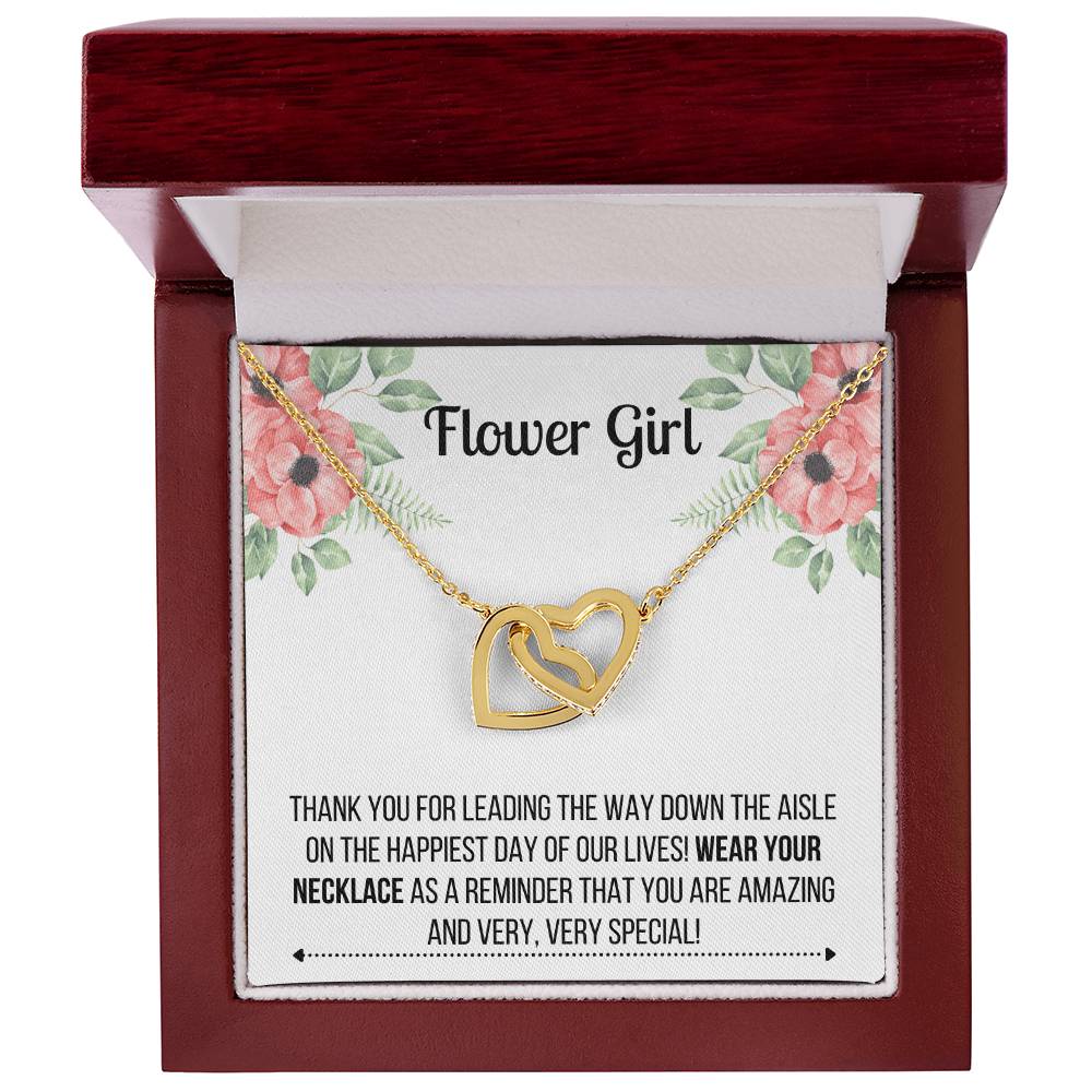 Flower Girl Necklace - Bridesmaid Necklace Interlocking Hearts Necklace