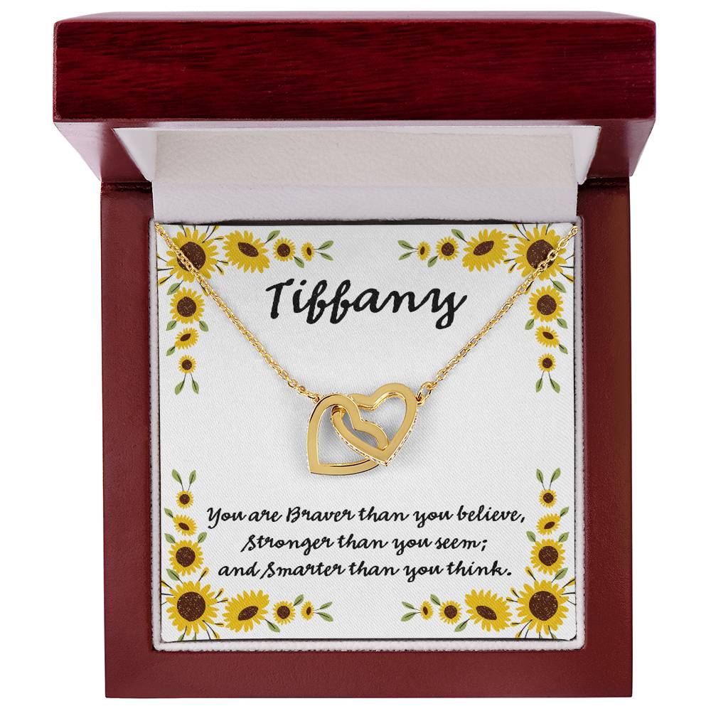 You Are Braver Than You Believe Interlocking Hearts Necklace