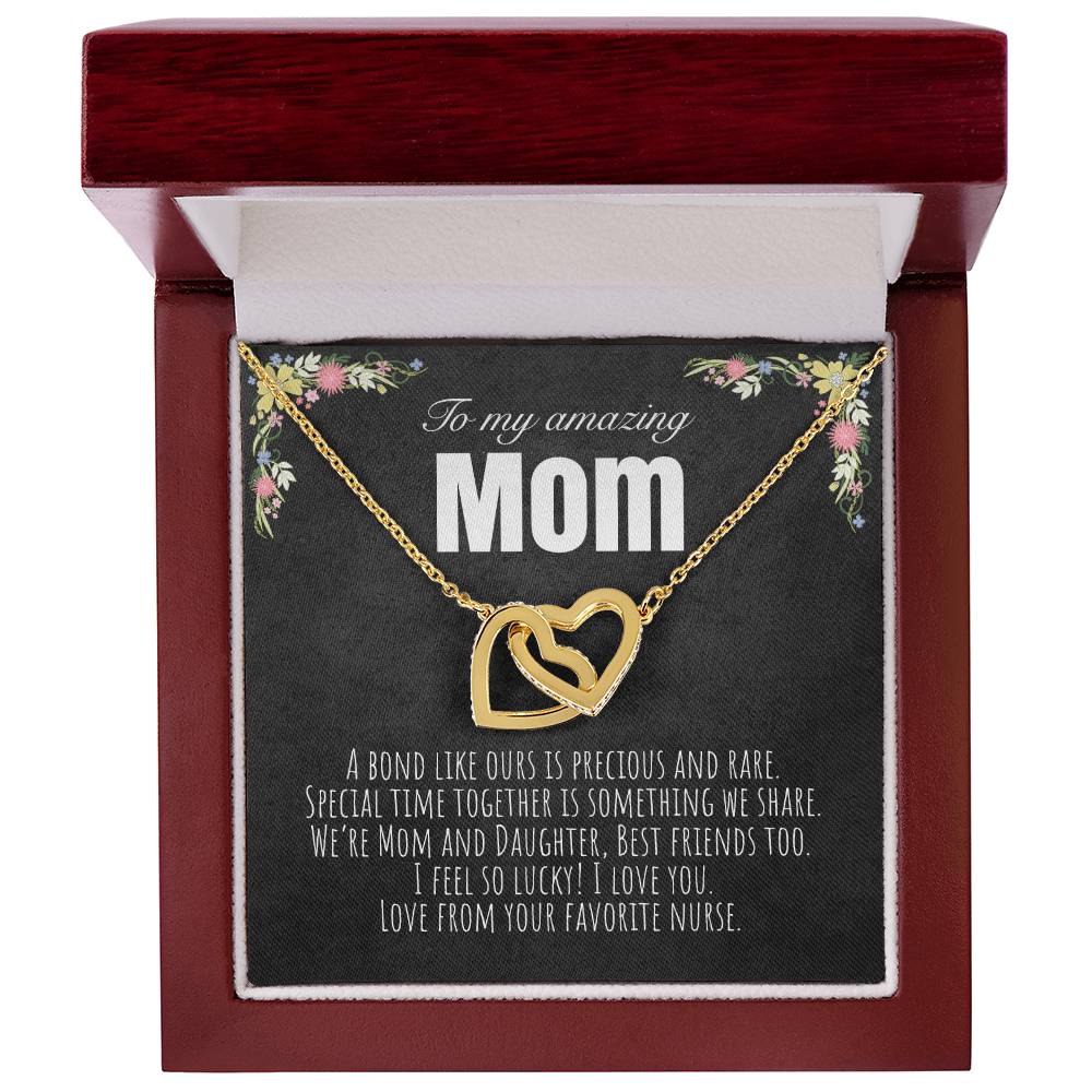 To My Mom - From Your Favorite Nurse Interlocking Hearts Necklace