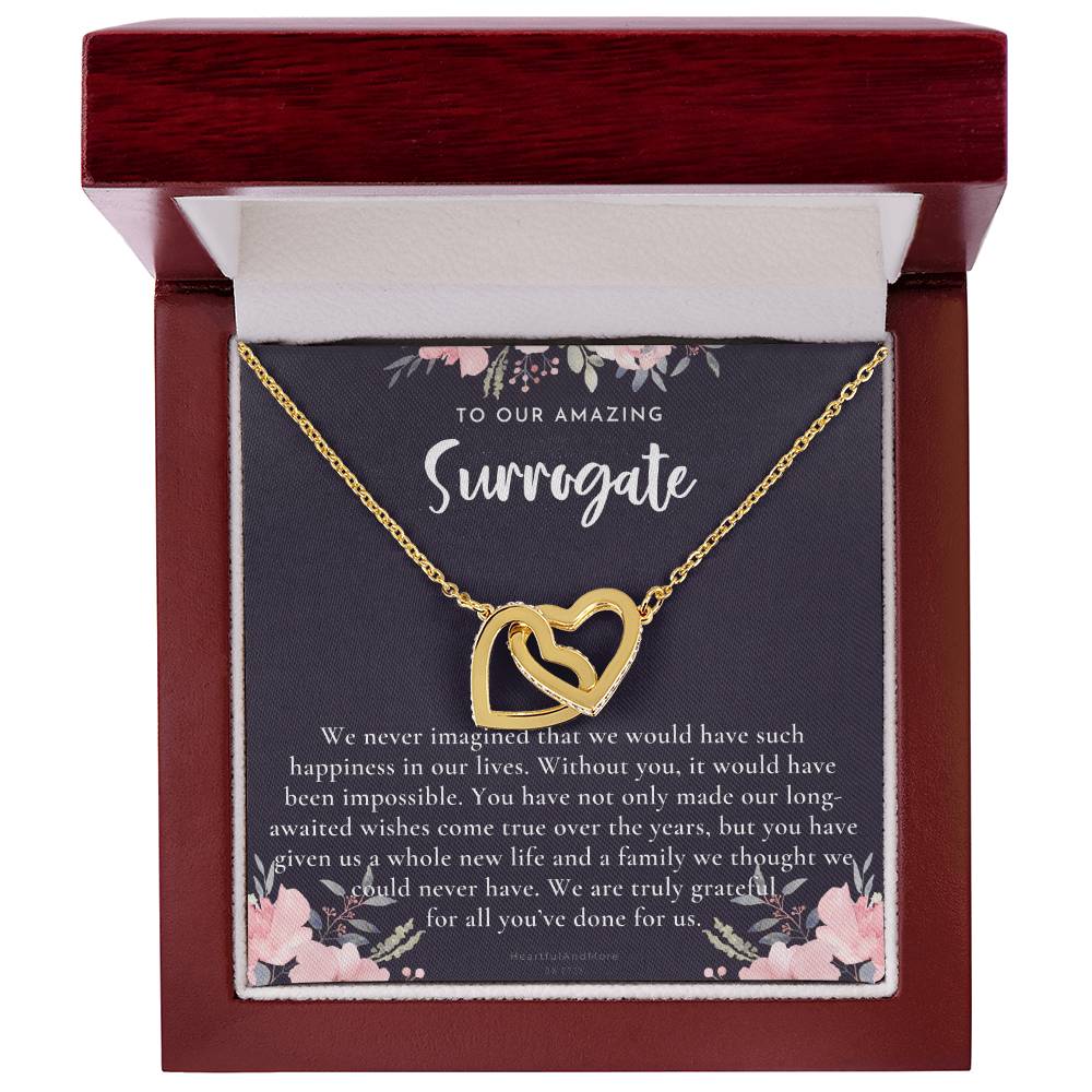 Surrogate Appreciation Gift Surrogate Gift Surrogate Gift With Message Card Surrogate Transfer Day Thank You Gift Interlocking Hearts Necklace