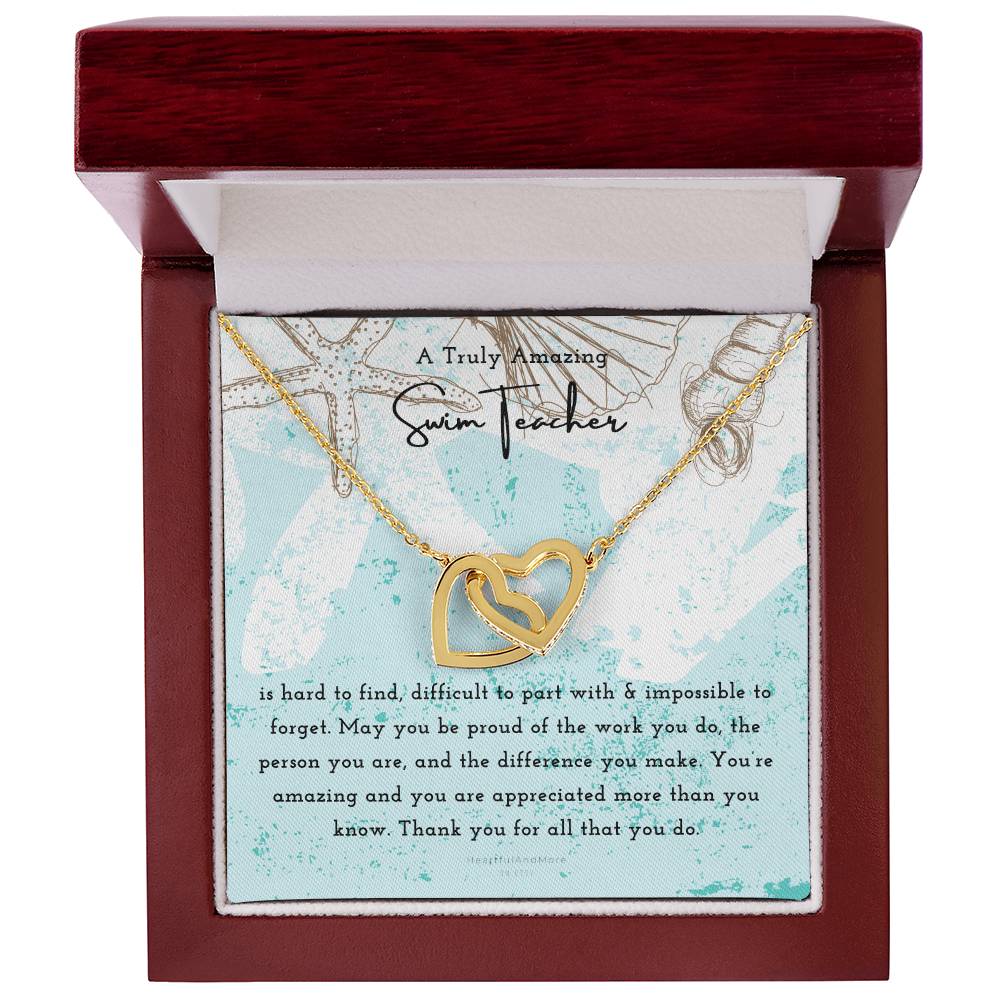 Gift For Swim Teacher Swim Teacher Appreciation Gift A Truly Amazing Swim Teacher Gift Interlocking Hearts Necklace