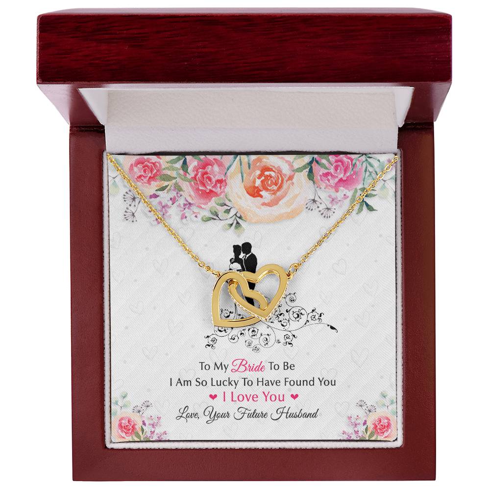 To My Bride To Be . Interlocking Hearts White Silhouette Design Interlocking Hearts Necklace