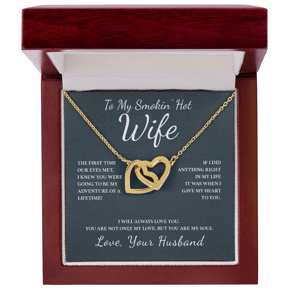 To My Wife - You Are My Soul Interlocking Hearts Necklace