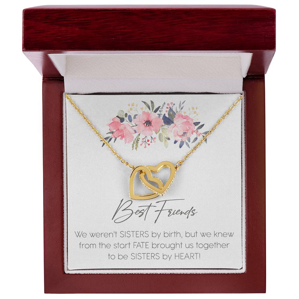 Best Friends Sister Interlocking Hearts Necklace Birthday Message Card Gift