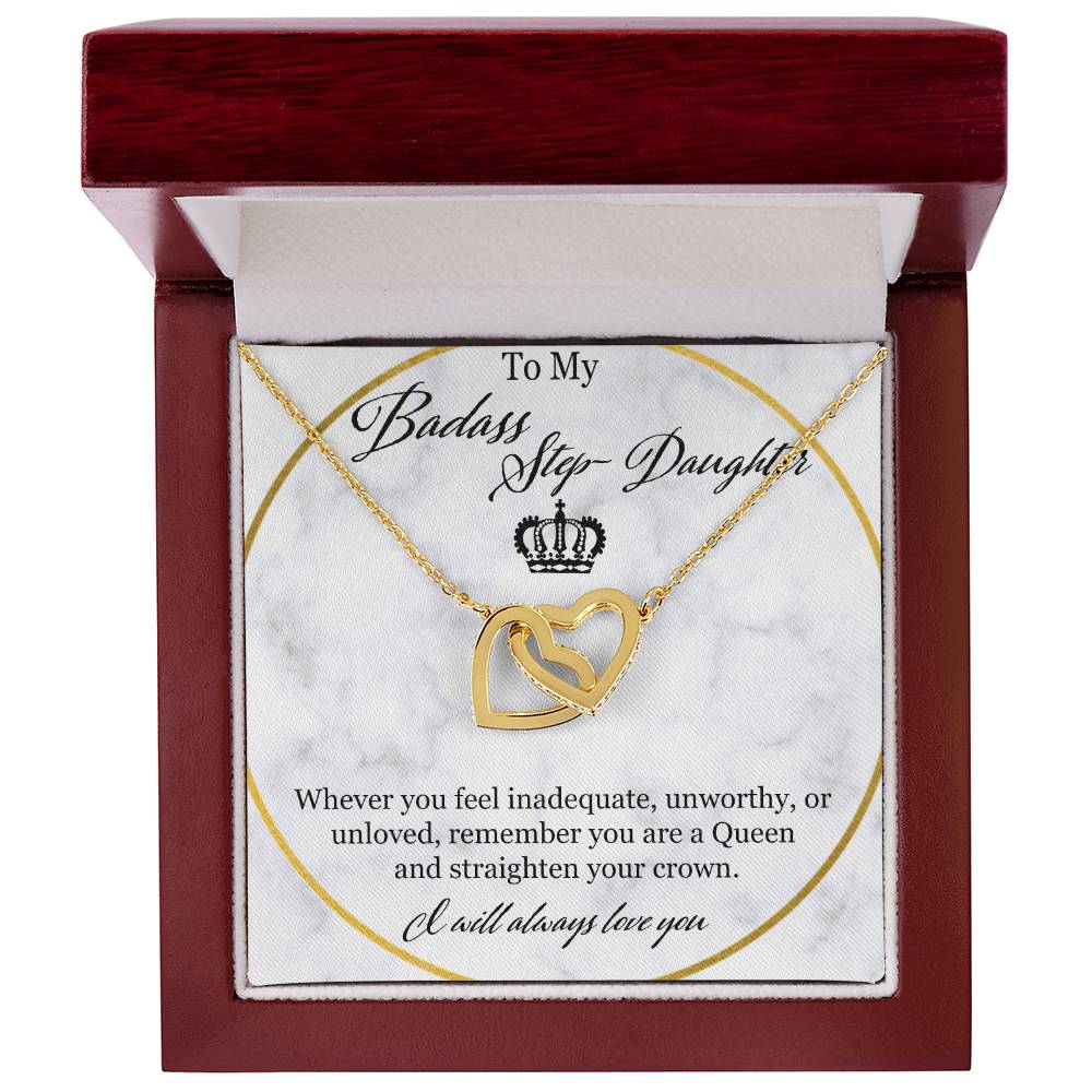 To My Badass Stepdaughter Interlocking Hearts Necklace