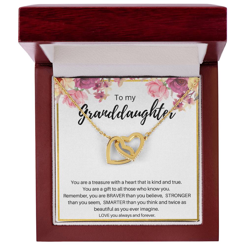 To My Granddaughter Interlocking Hearts Necklace