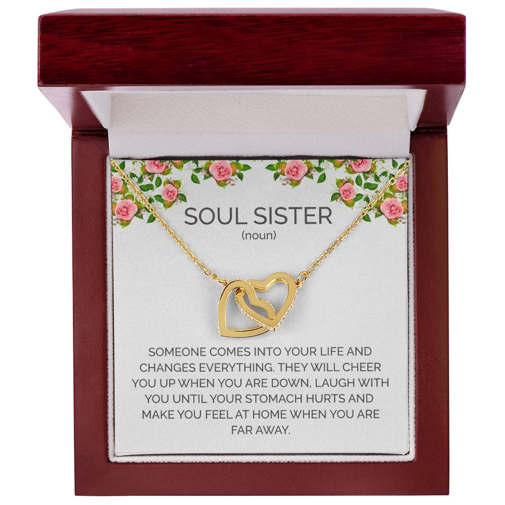 Soul Sister Unbiological Sister Necklace Sorority Sister Sister In Law Necklace Interlocking Hearts Necklace