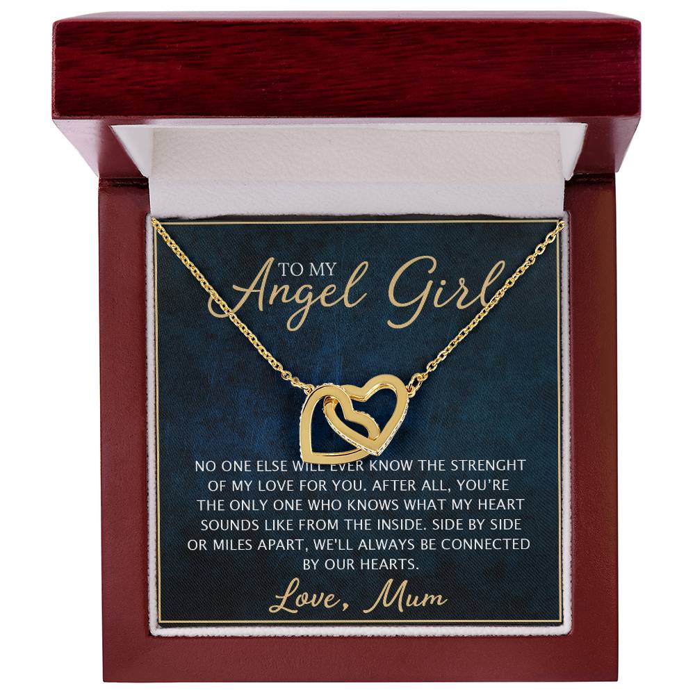 To My Daughter - Unique Heart Bonding Necklace Gift Set Interlocking Hearts Necklace