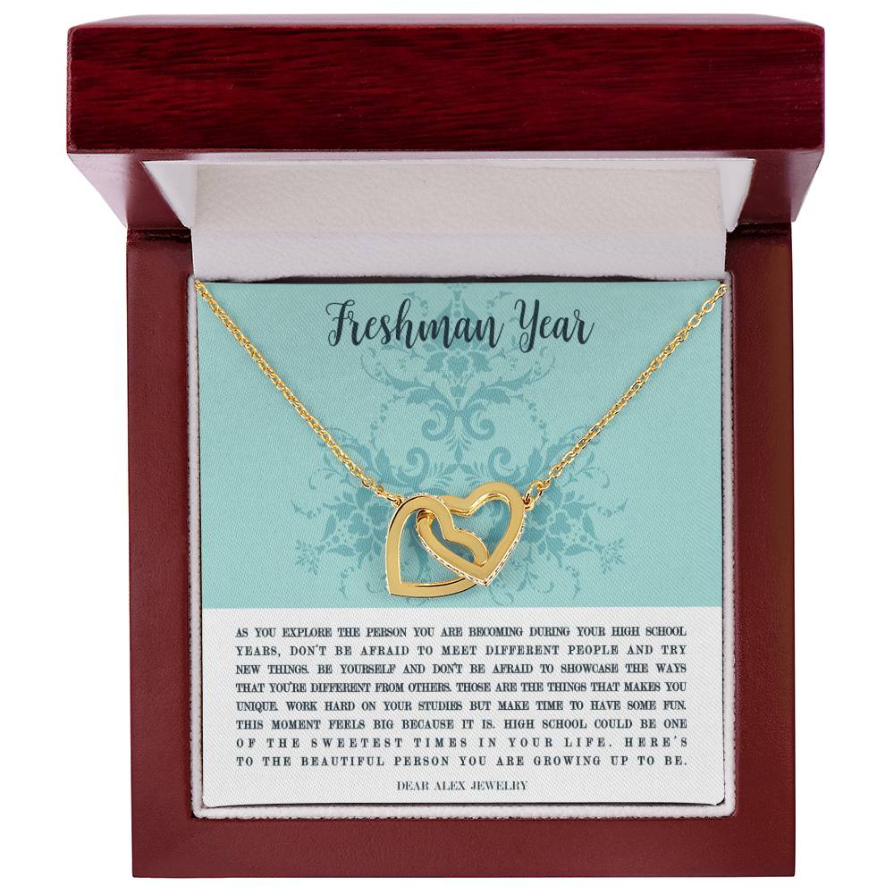 Freshman Year Uniquely You Necklace Interlocking Hearts Necklace