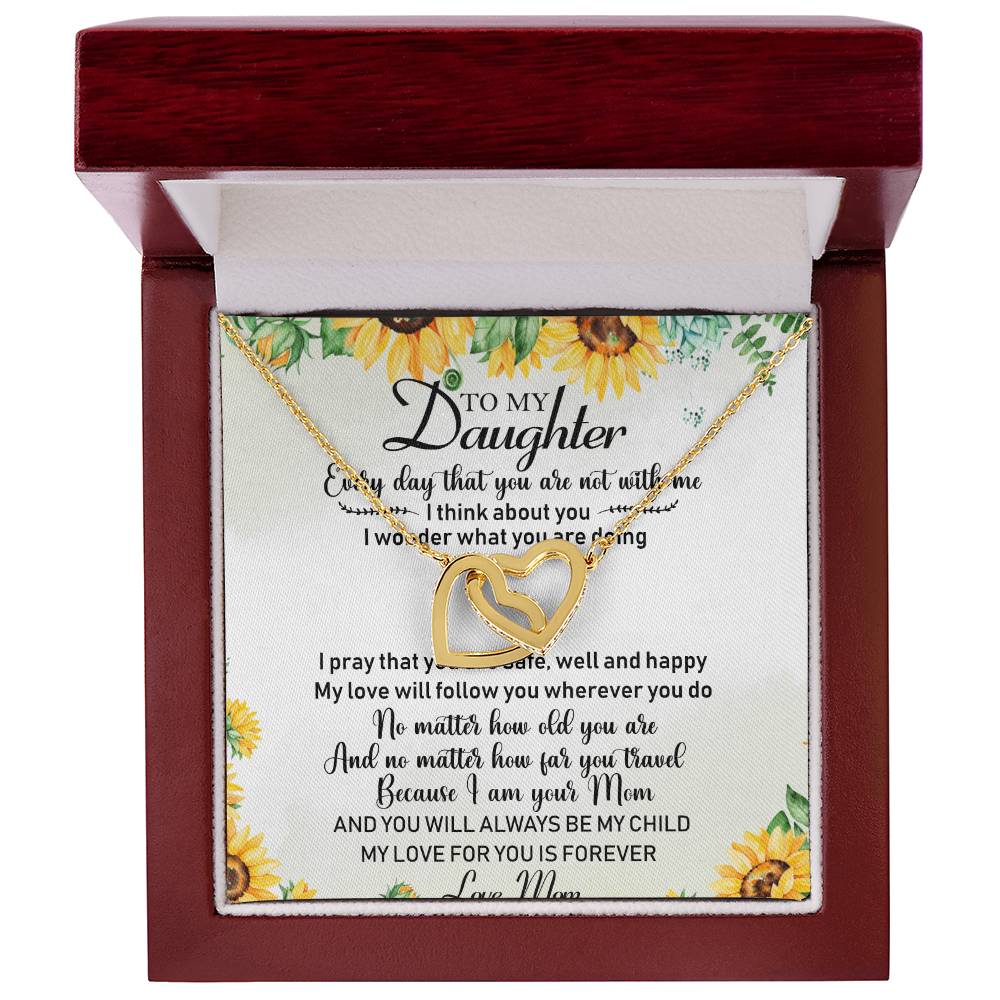 To My Daughter Interlocking Hearts Necklace Message Card