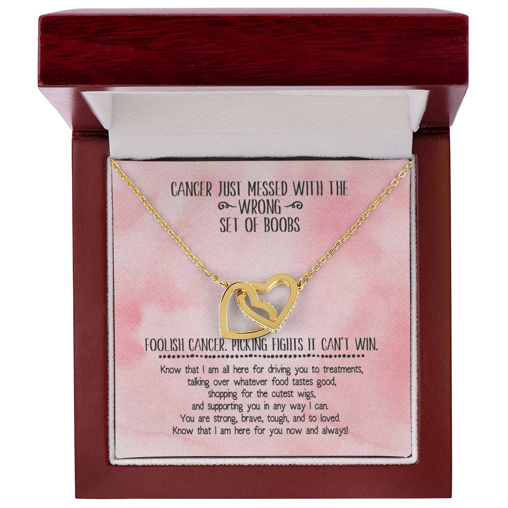 Cancer Support Necklace Interlocking Hearts Necklace