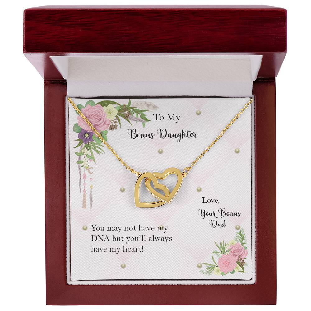 Bonus Daughter From Bonus Dad No Dna But You Have My Heart Interlocking Hearts Necklace
