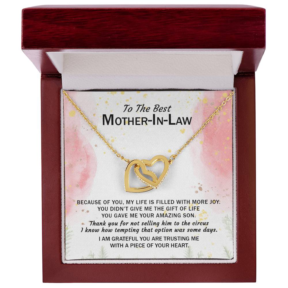 Gift For Mother-In-Law - My Life Is Filled With More Joy 3 - Interlocking Interlocking Hearts Necklace