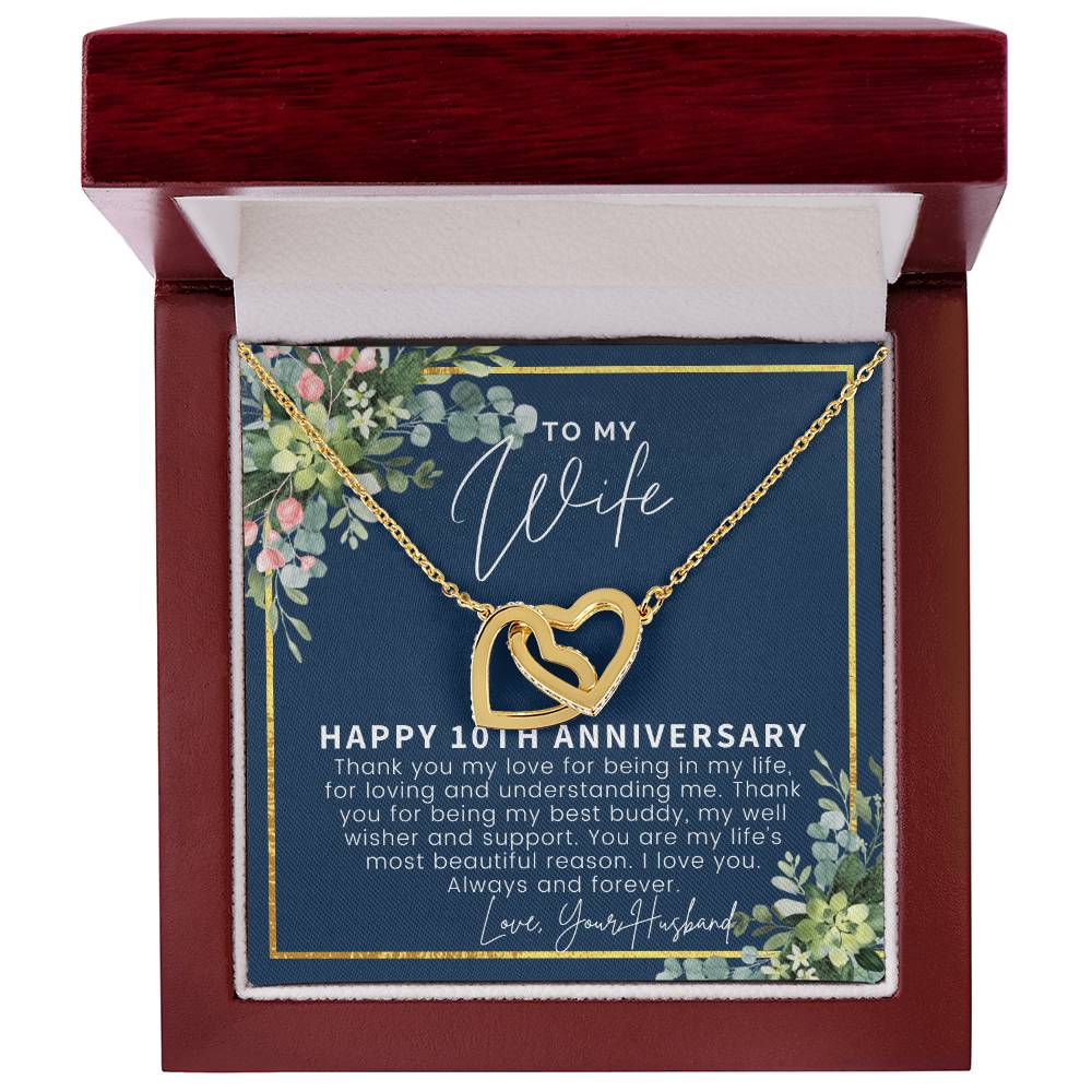 10 Year Anniversary Gift For Wife 10 Year Anniversary Gifts 10Th Wedding Anniversary Gift For Her Interlocking Hearts Necklace