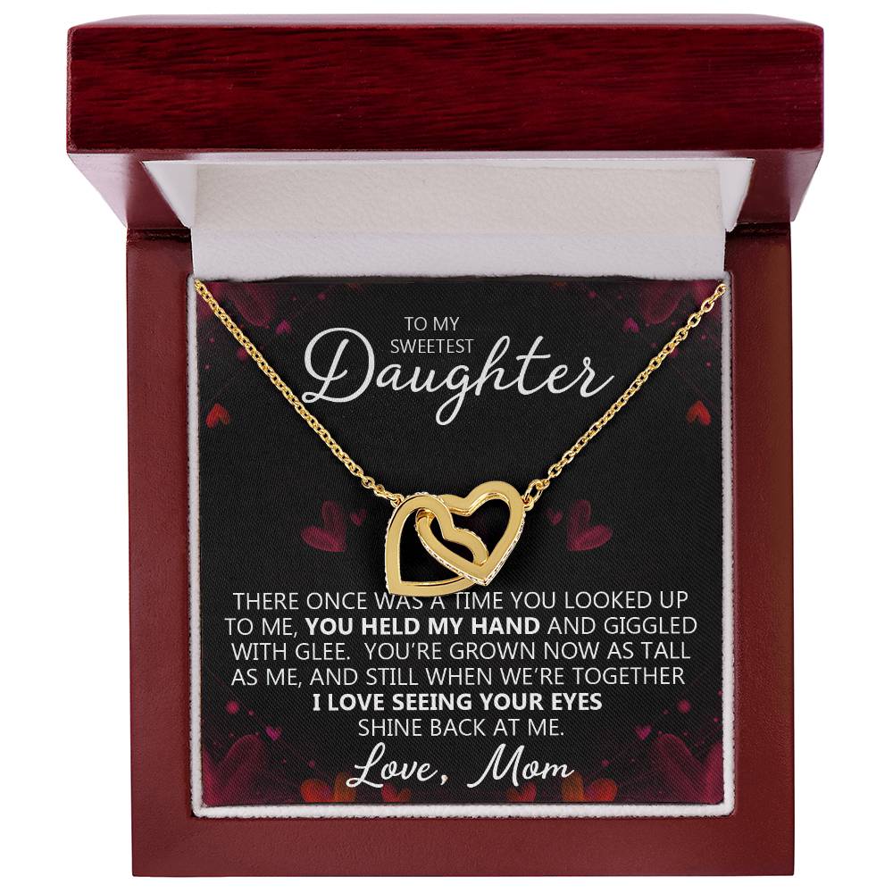 To My Daughter - You Are My Heart - Unique Heart Bonding Necklace Gift Set Interlocking Hearts Necklace