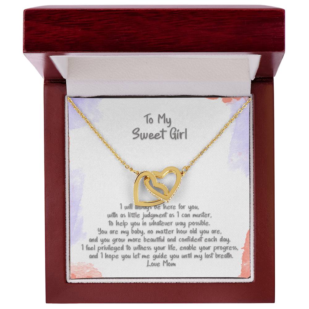 Daughter Sweet Girl You Are My Baby Hearts Locked Forever Necklace Interlocking Hearts Necklace