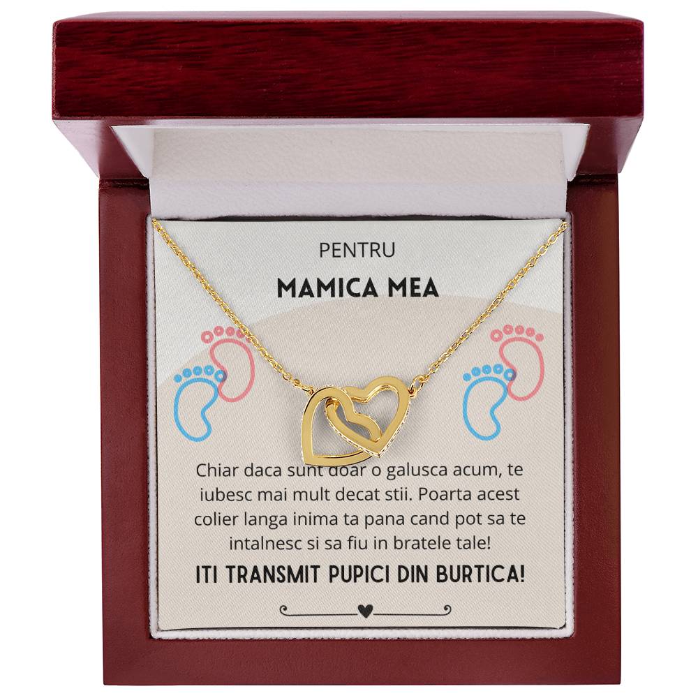 Colier Inimi Conectate Pentru Viitoare Mamica Interlocking Hearts Necklace
