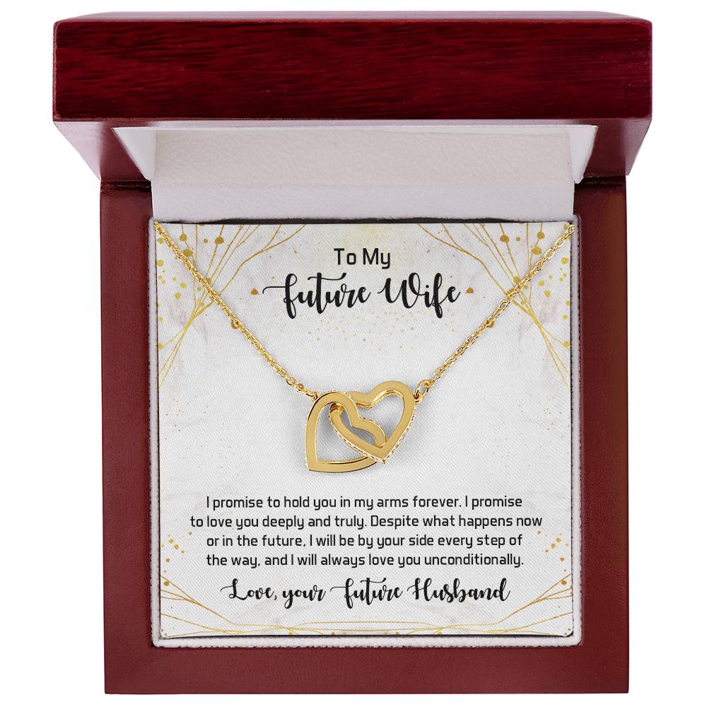 Interlocking Hearts Necklace To My Future Wife I Promise To Hold You In My Arms Forever