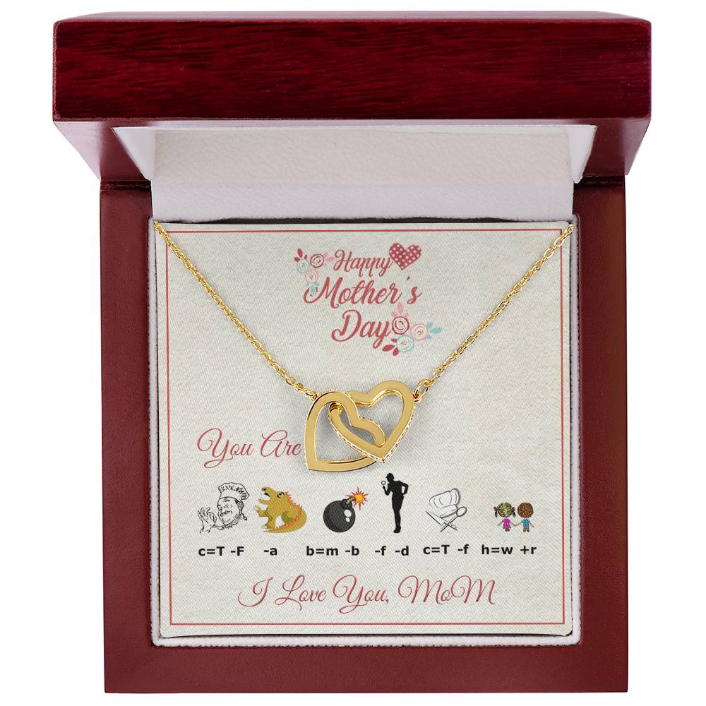 Interlocking Heart Necklace For Mom With Rebus Message Card Interlocking Hearts Necklace