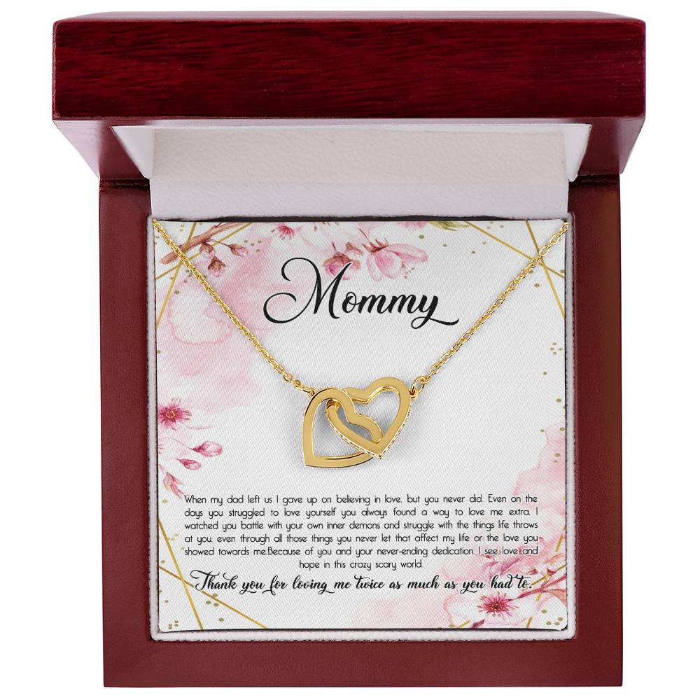 Thank You Single Mom D1738 Interlocking Hearts Necklace